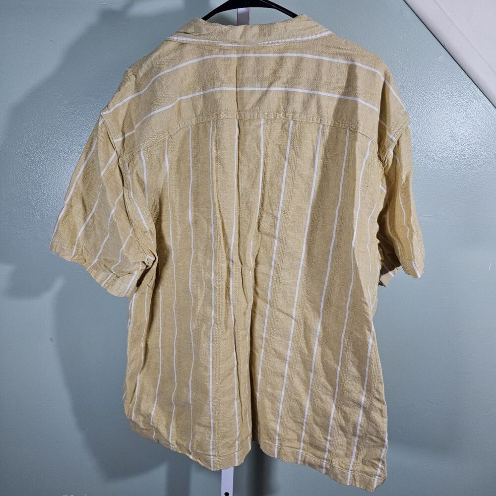 American Eagle Poolside Striped Button-Up Shirt Yellow Mens XXL - Picture 8 of 11